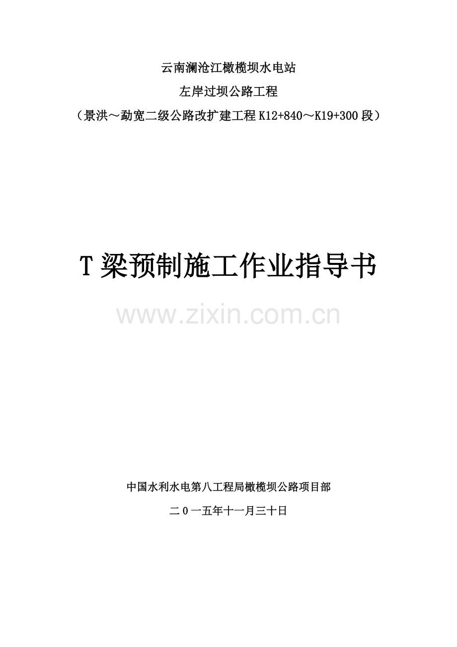 T梁预制综合项目施工作业指导说明书.doc_第1页