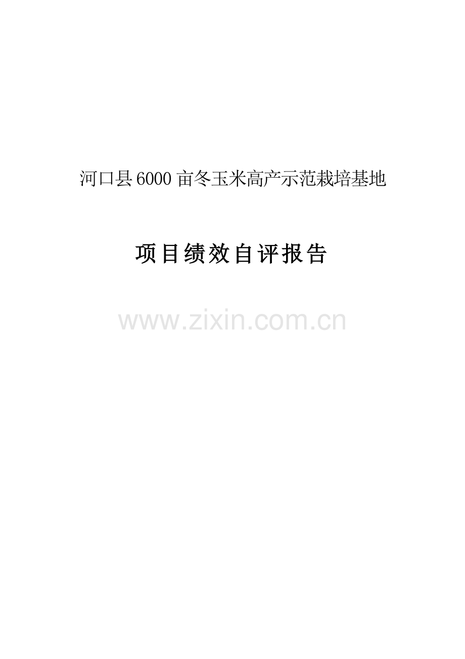 6000亩冬玉米高产示范栽培基地项目绩效自评报告-毕业论文.doc_第1页