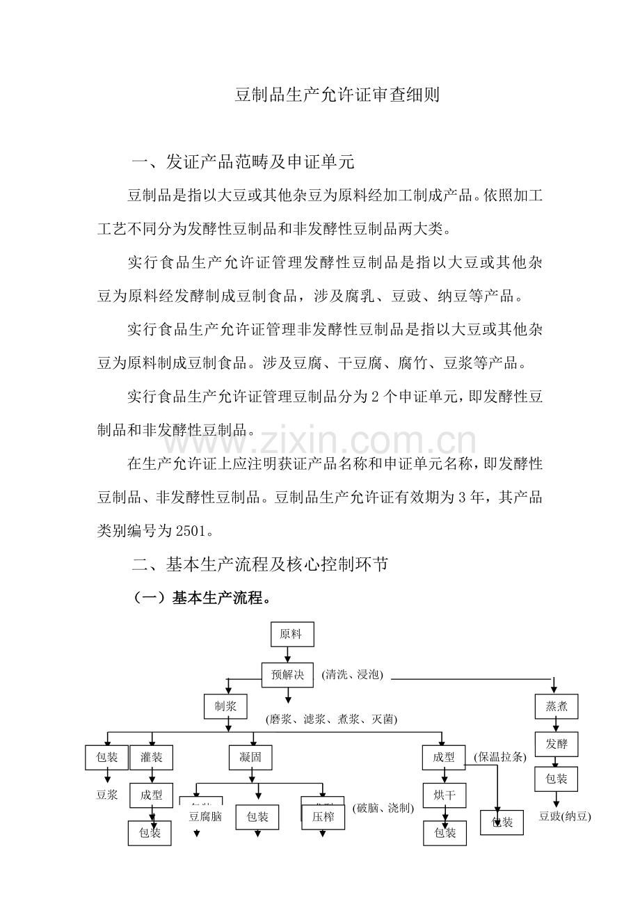 豆制品生产许可证审查工作细则.doc_第1页