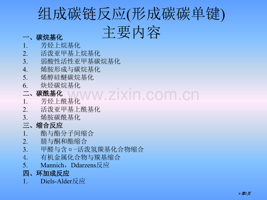 高等化学之构成碳链的反应形成碳碳单键省公共课一等奖全国赛课获奖课件.pptx_第1页