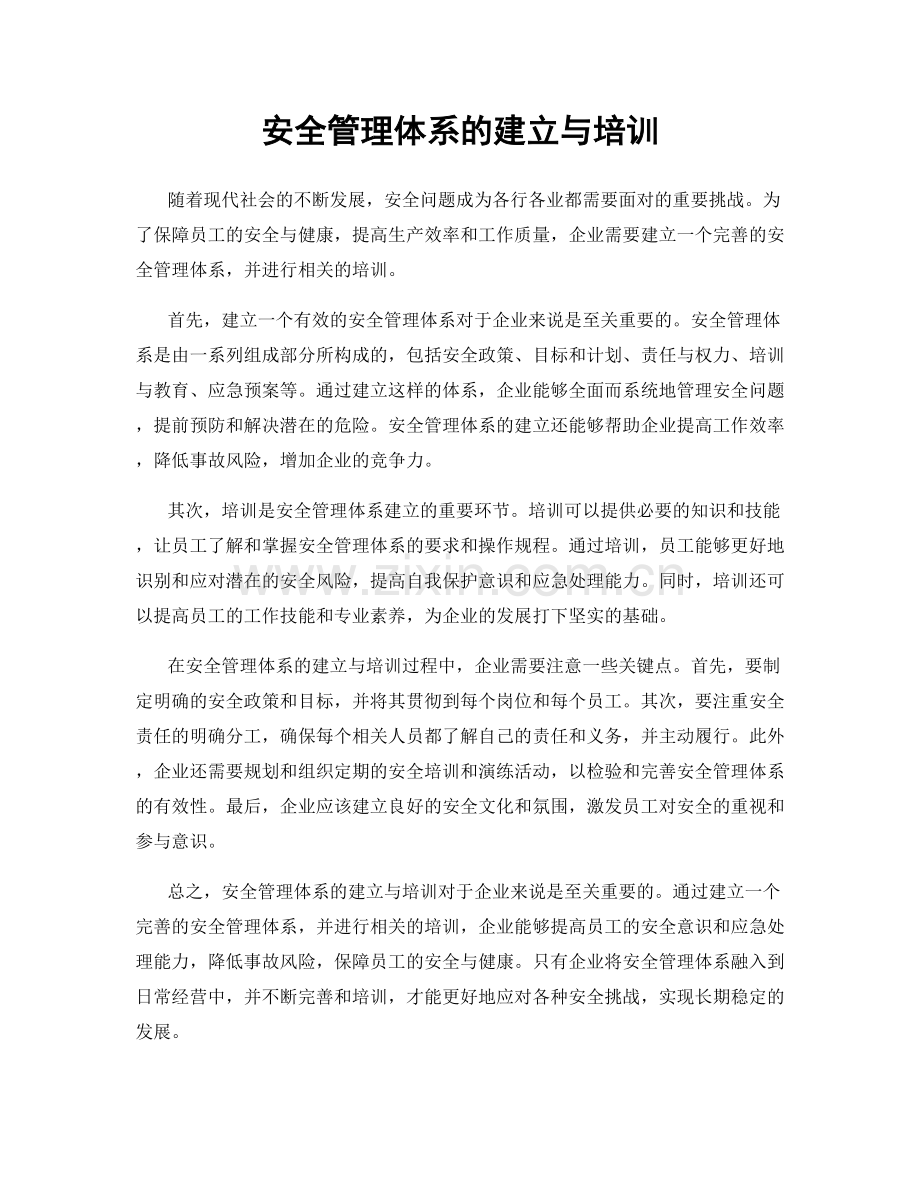 安全管理体系的建立与培训.docx_第1页