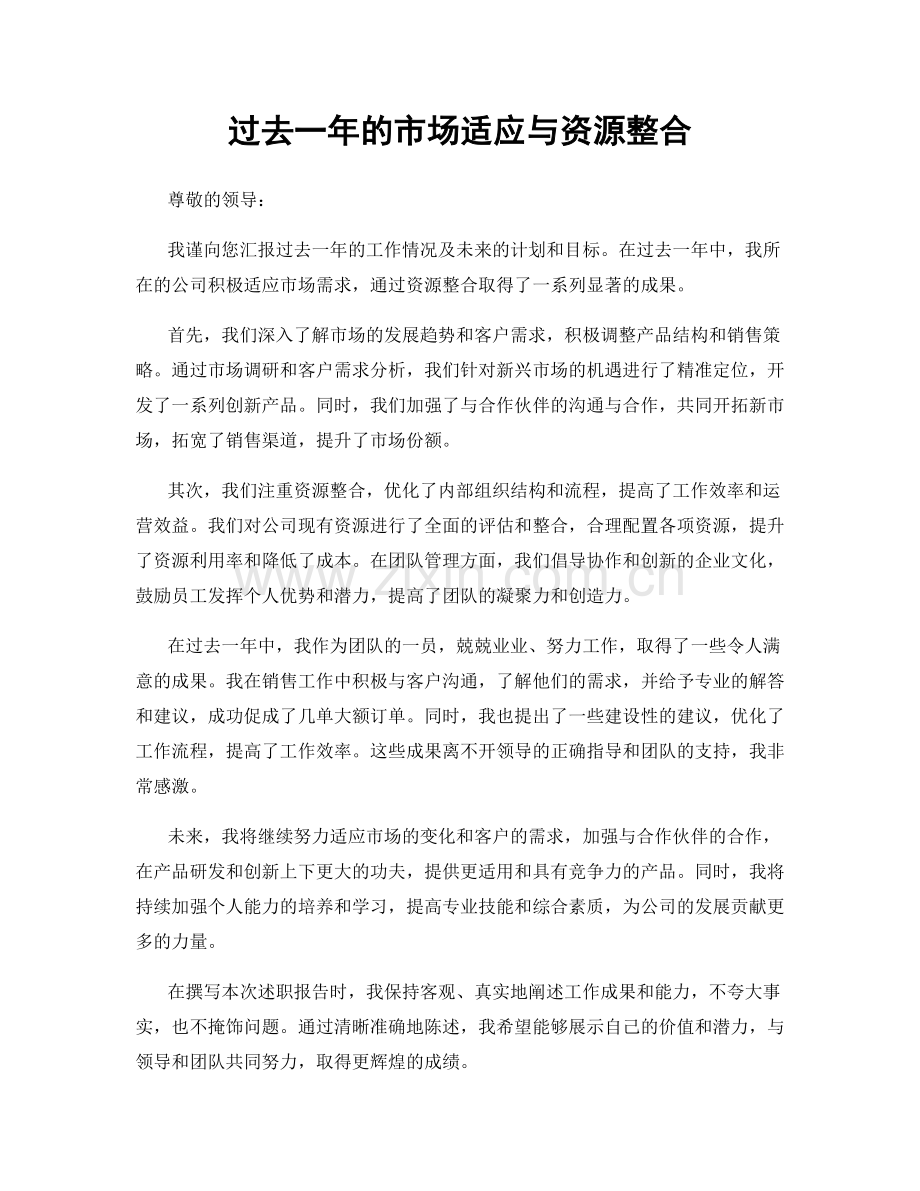 过去一年的市场适应与资源整合.docx_第1页