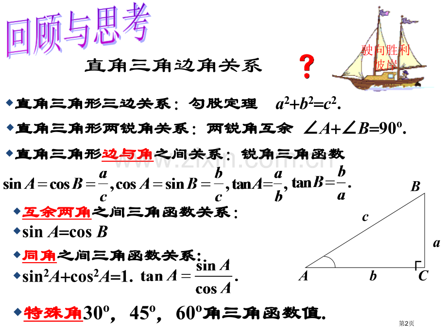 浙教版九年级下有关三角函数的计算第课时省公共课一等奖全国赛课获奖课件.pptx_第2页