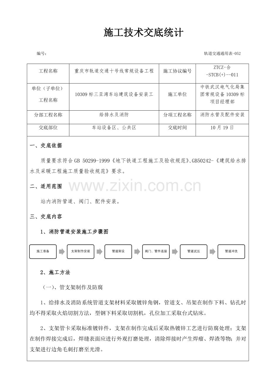 消防管道及配件安装关键技术交底.docx_第1页