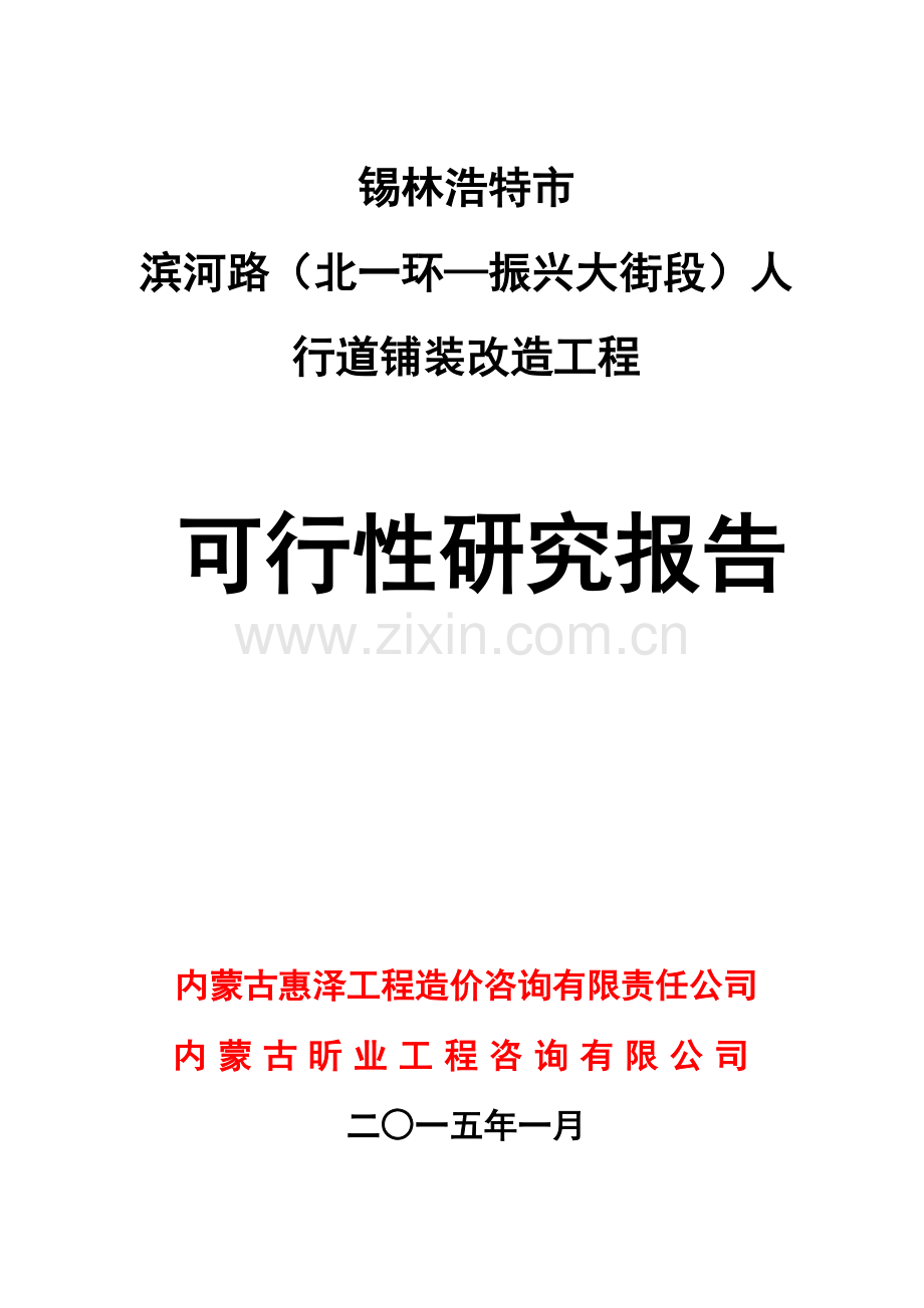 滨河路人行道铺装改造工程建设项目投资可行性研究报告.doc_第1页