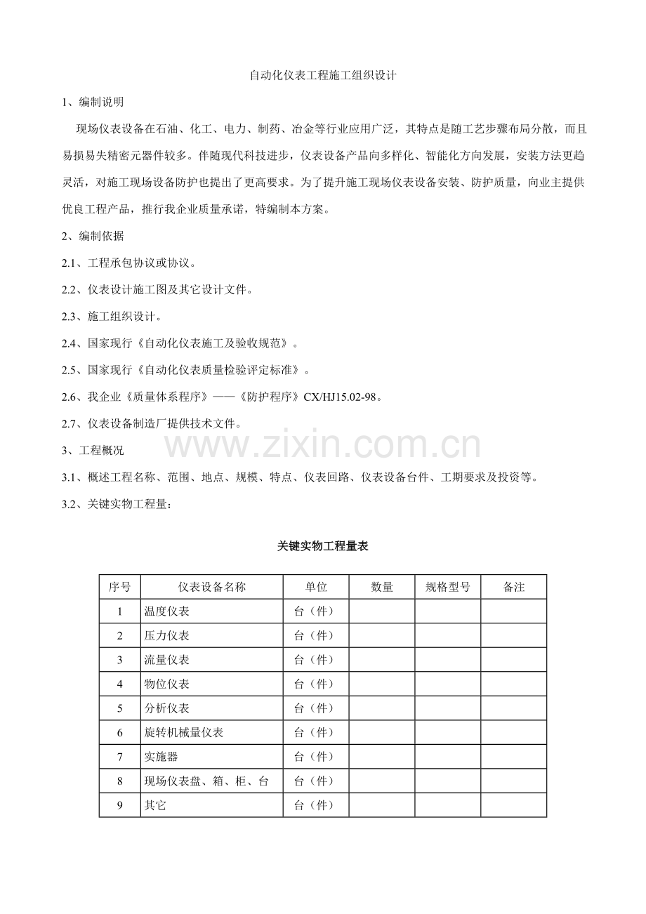 自动化仪表综合项目工程综合项目施工组织设计.doc_第1页