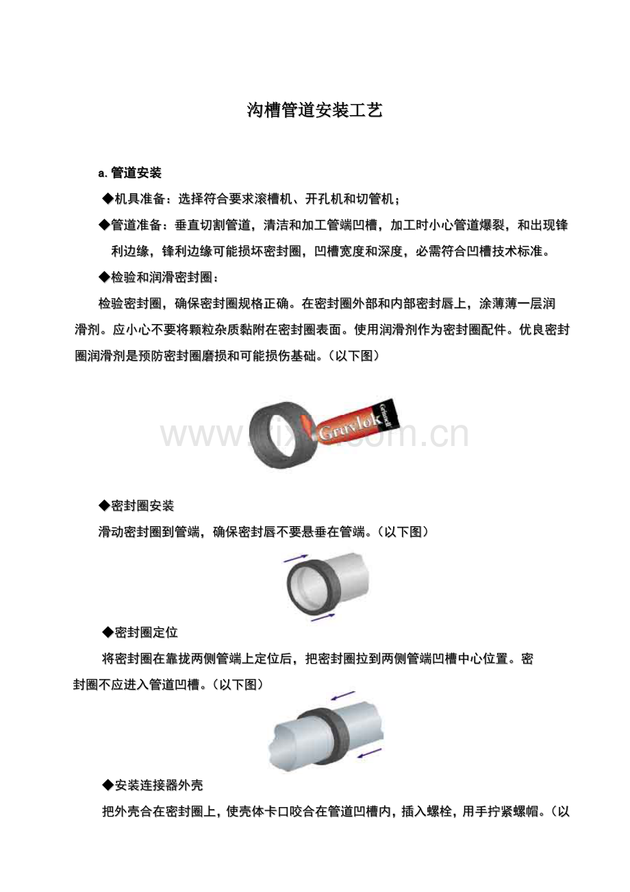 新编沟槽管道的安装工艺模板.doc_第1页