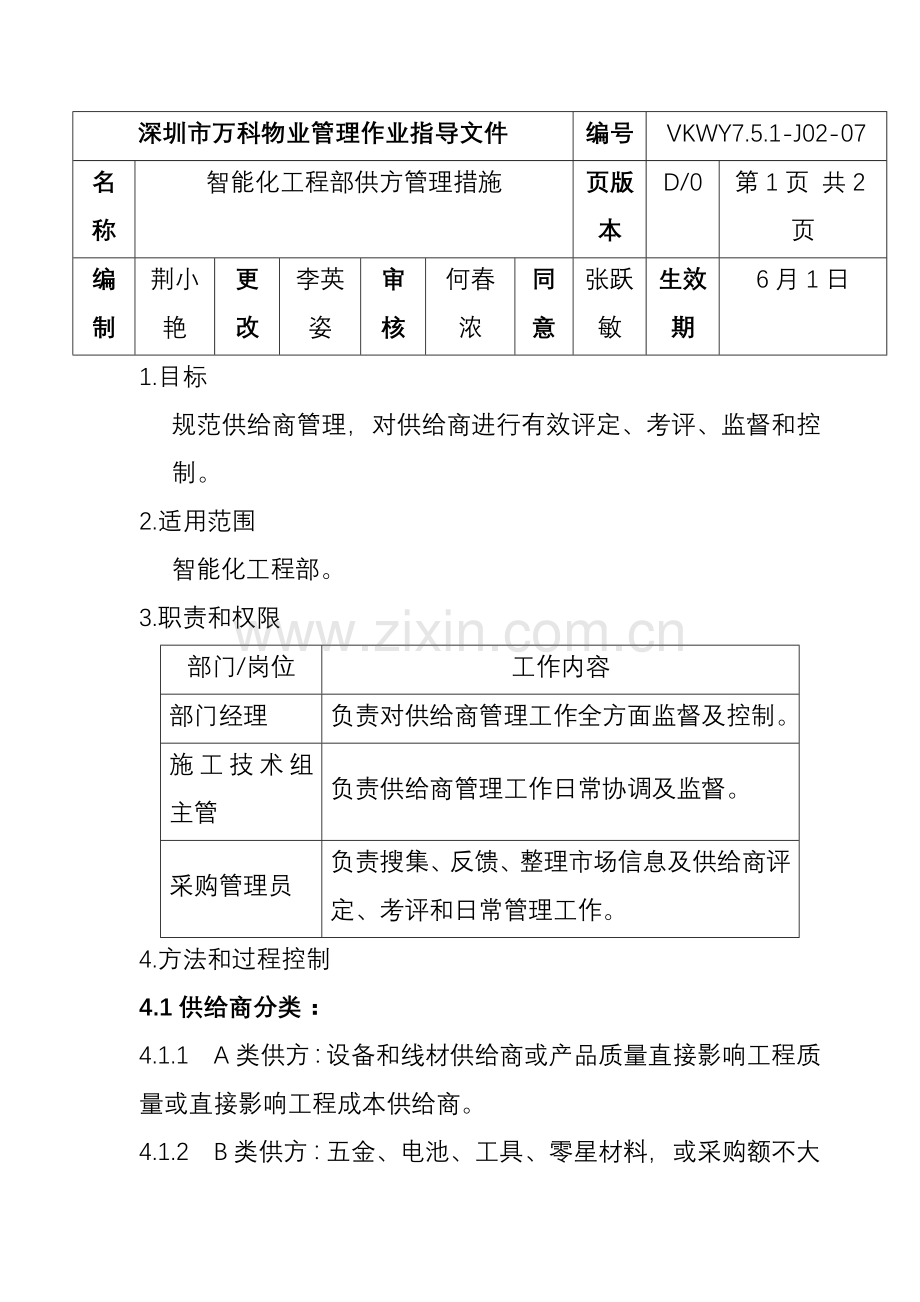 智能化工程部供方管理制度样本.doc_第1页