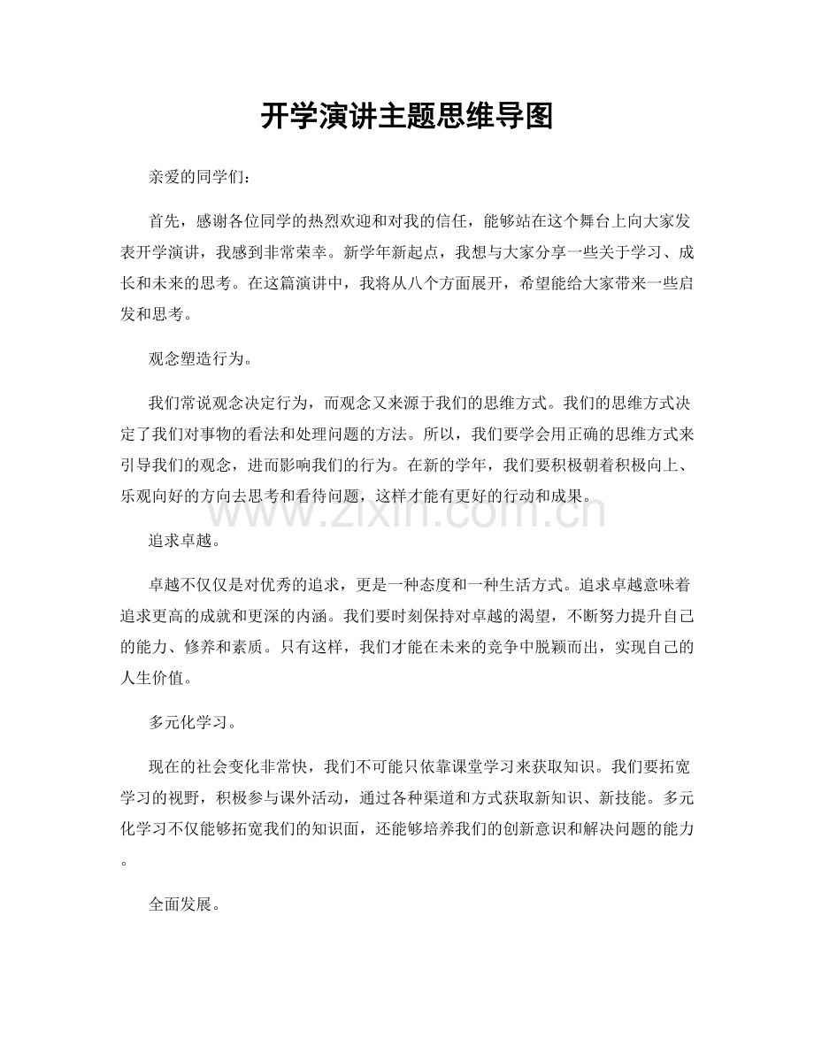 开学演讲主题思维导图.docx_第1页