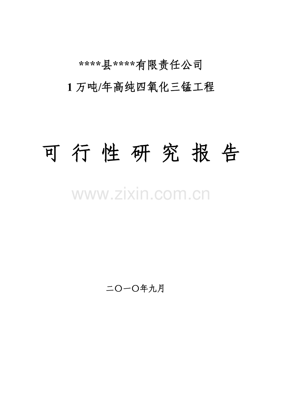 年产1万吨四氧化三锰工程项目可行性研究报告.doc_第1页