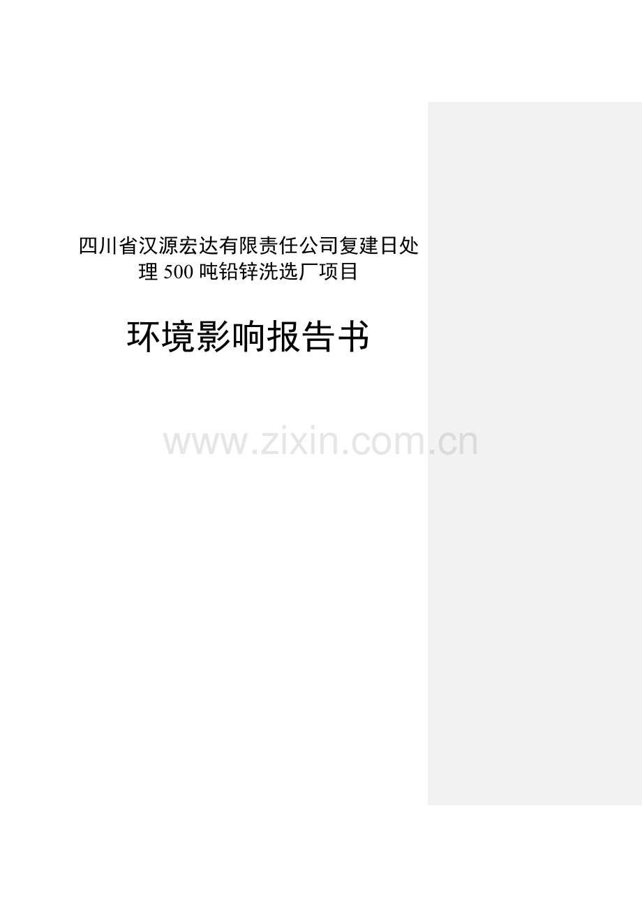 有限责任公司复建日处理500吨铅锌洗选厂项目环境评估报告.doc_第1页