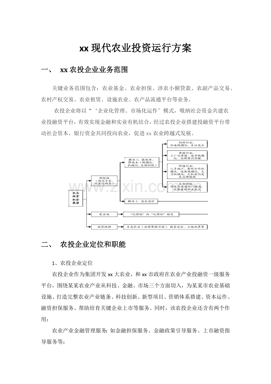 现代农业公司投资发展有限公司运营专项方案.docx_第1页