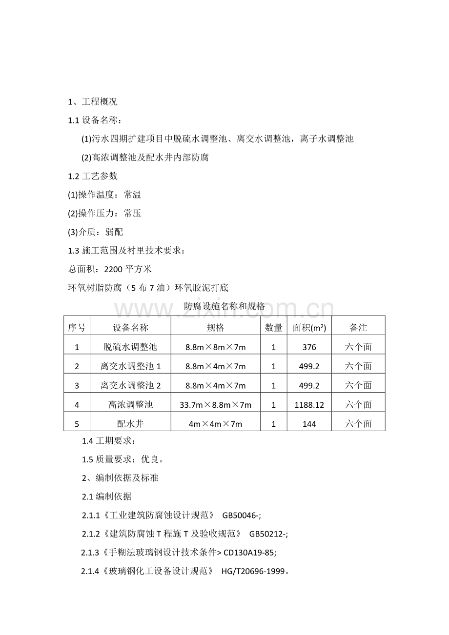 水处理池内壁防腐综合项目工程综合项目施工专项方案.docx_第2页