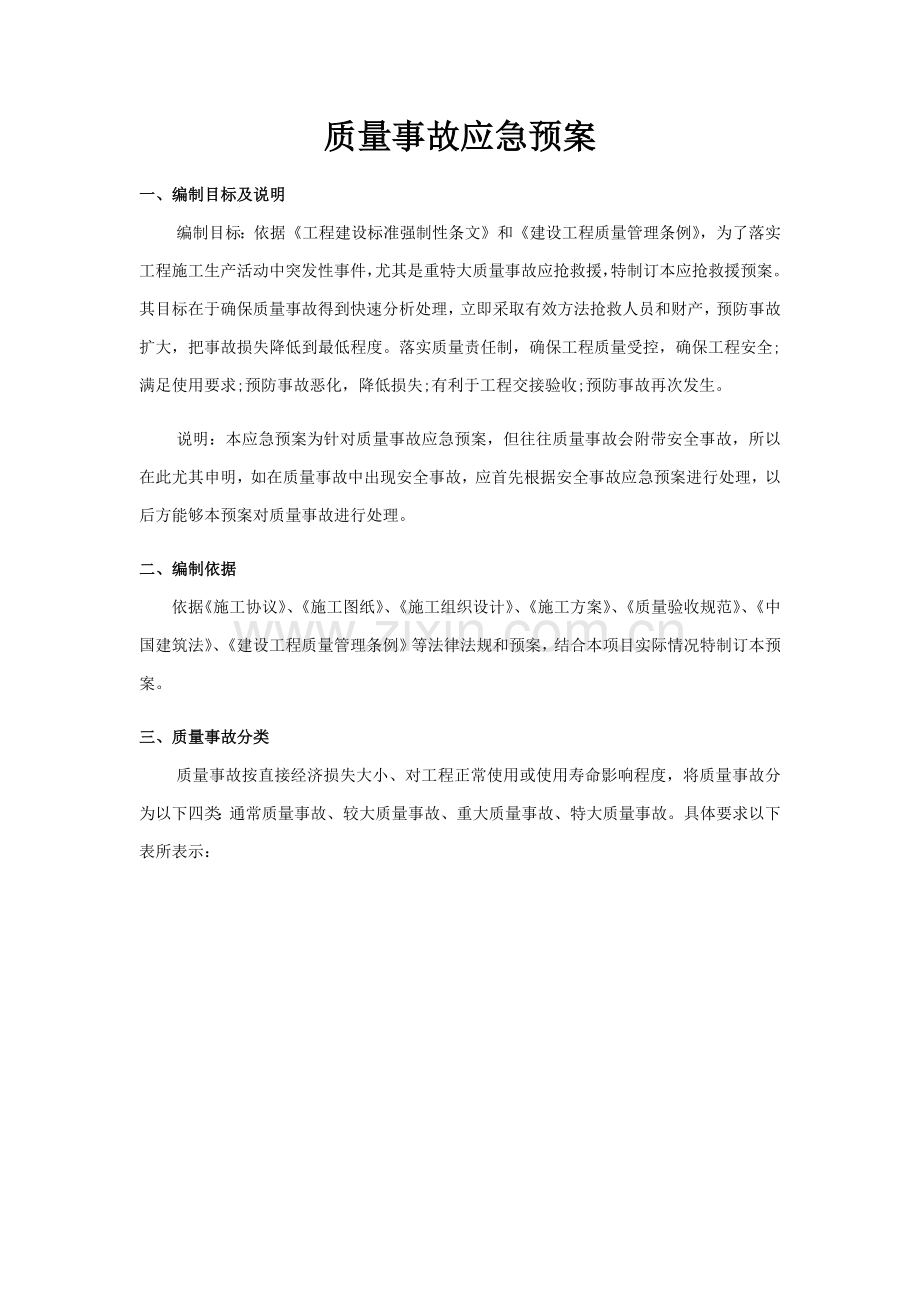 综合重点工程质量事故应急专题预案.docx_第1页