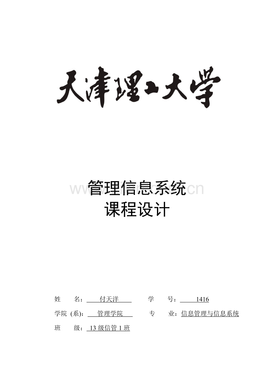 管理信息系统专业课程设计(2).doc_第1页