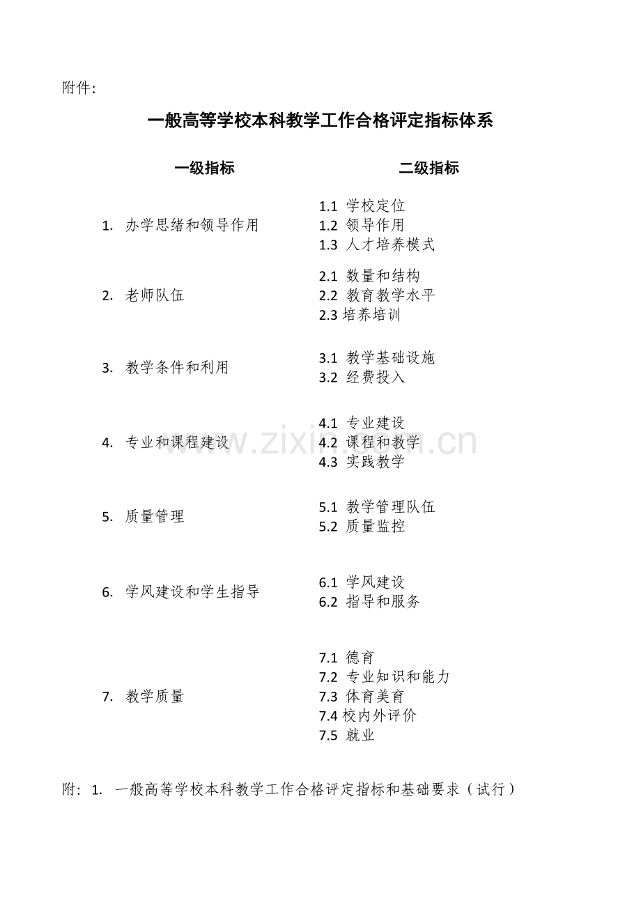 普通高等学校本科教学工作合格评估指标标准体系.doc_第1页