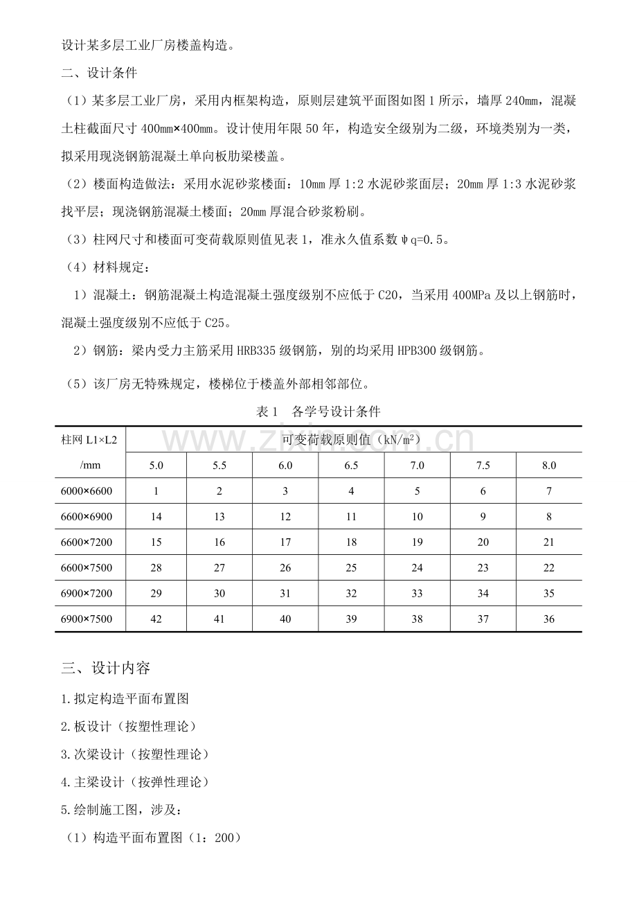 钢筋混凝土单向板肋梁楼盖专业课程设计任务计划书完整版.doc_第2页