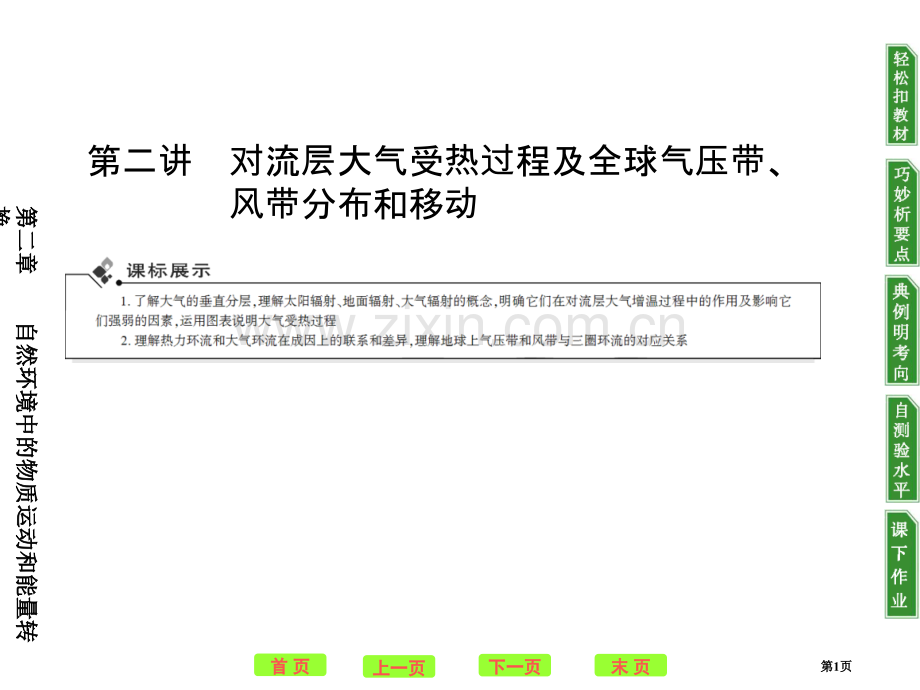 金版湘教地理必修一对流层大气的受热过程及全球气压带风带的分布和移动省公共课一等奖全国赛课获奖课件.pptx_第1页