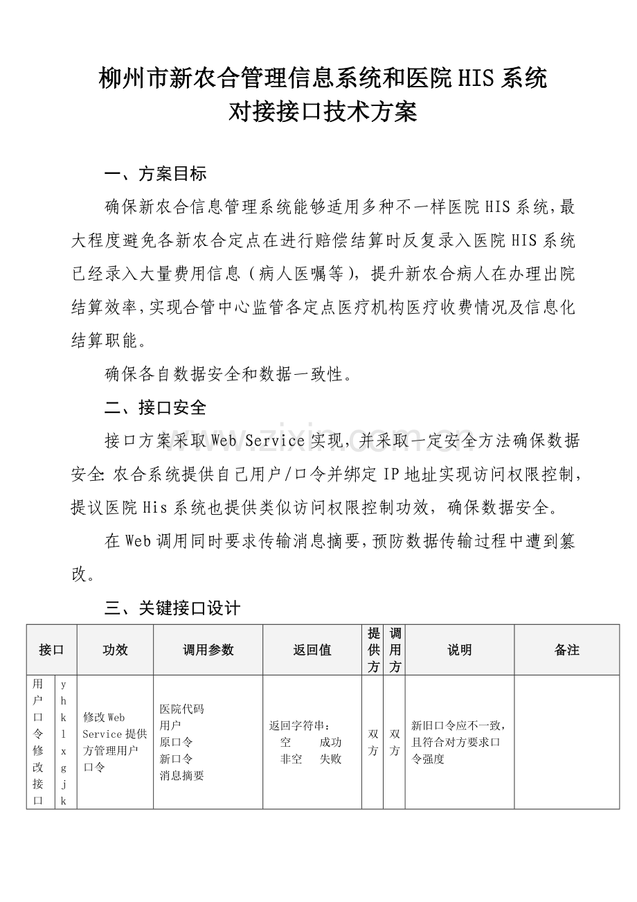 新农合管理信息系统与医院HIS系统对接接口技术方案样本.doc_第1页