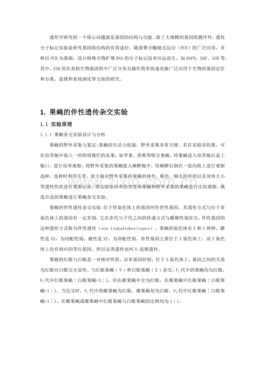 果蝇杂交、同工酶及分子标记系列分析实验-遗传学实验报告.docx_第3页