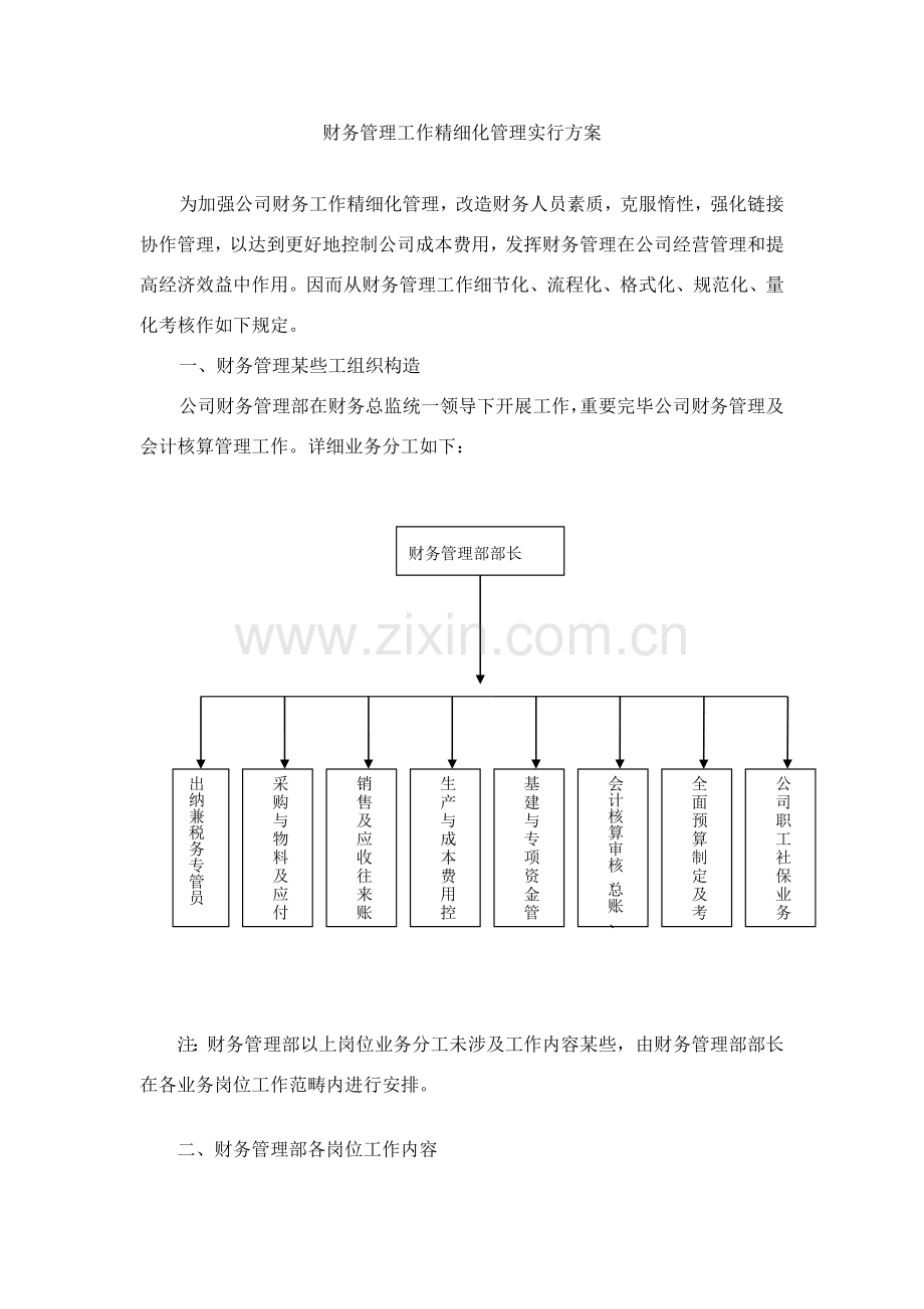 财务管理工作精细化管理实施专项方案.doc_第1页