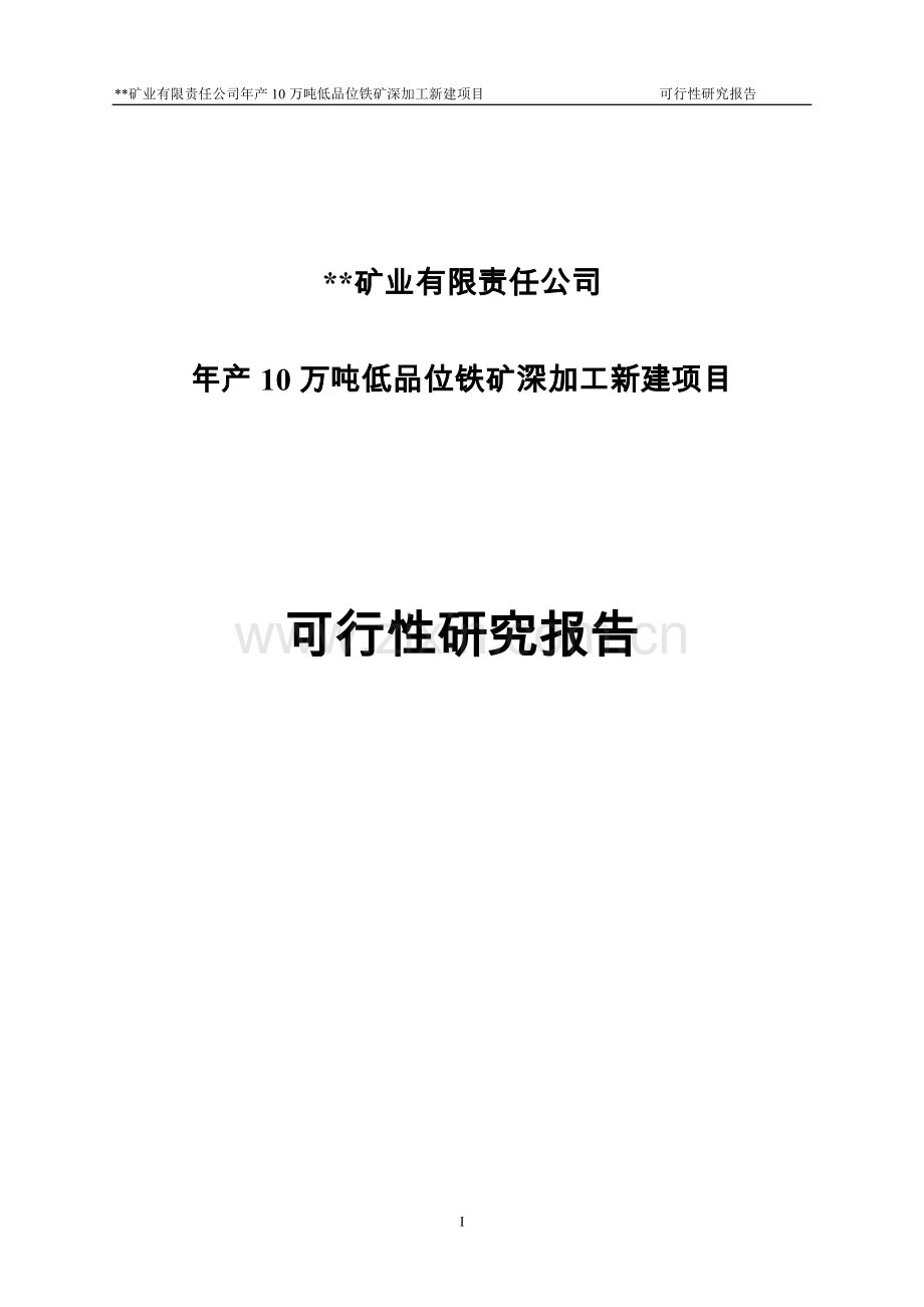 年产10万吨低品位铁矿深加工新建项目可行性研究报告书.doc_第1页