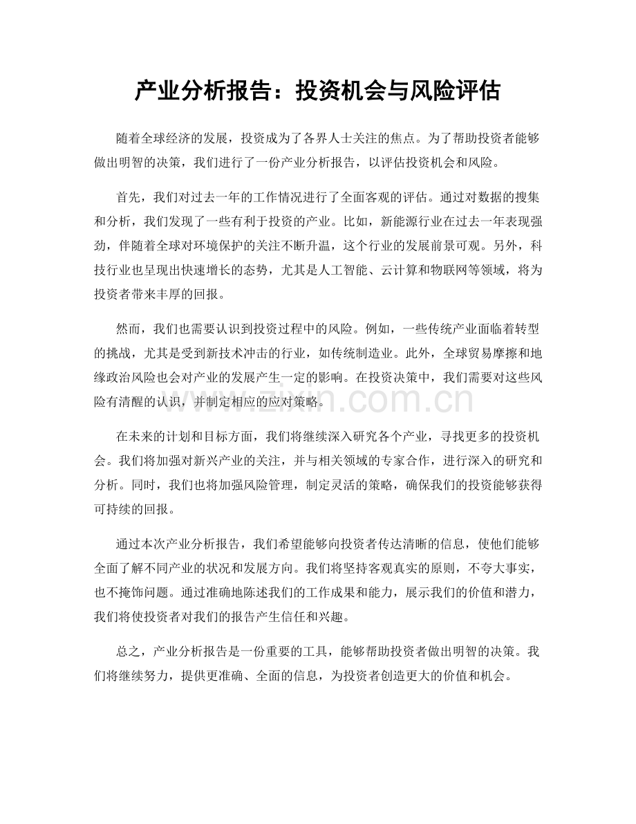 产业分析报告：投资机会与风险评估.docx_第1页