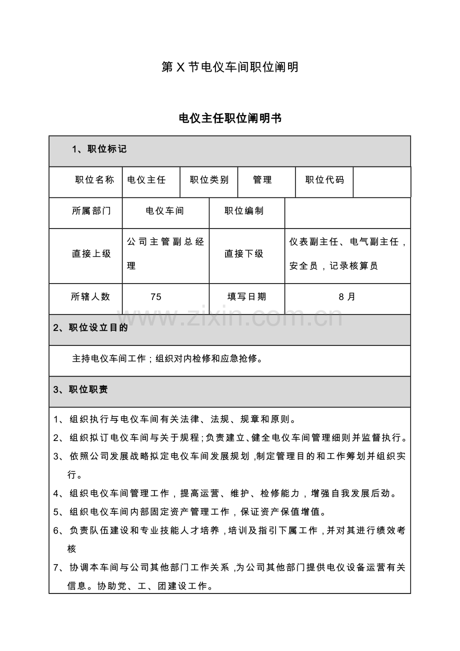 电仪车间职位说明指导书.doc_第1页