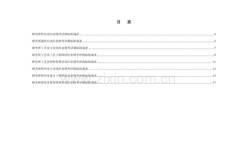 研究所绩效考核指标组成表模板.doc_第1页