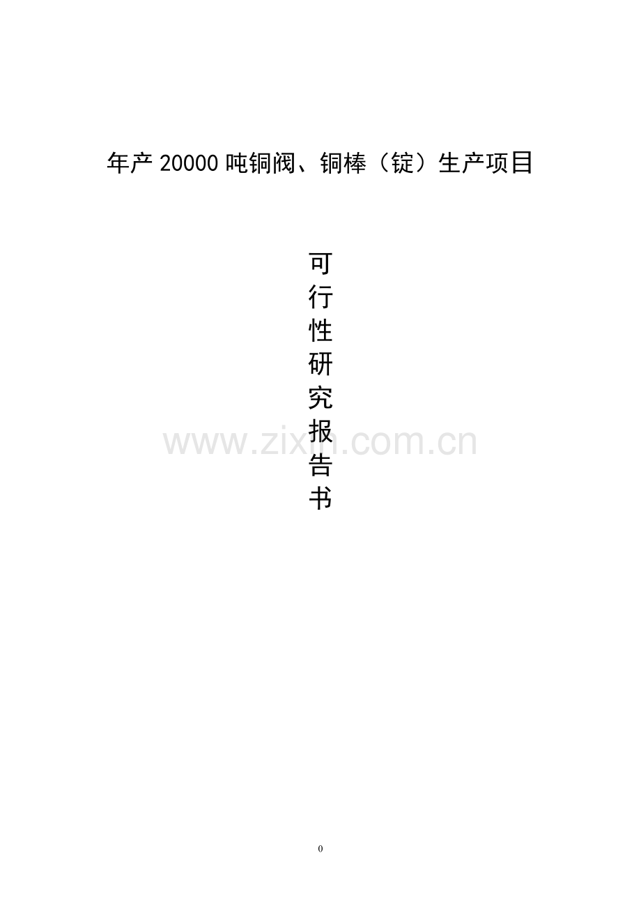 年产20000吨铜阀、铜棒锭生产项目建设投资可行性研究报告.doc_第1页