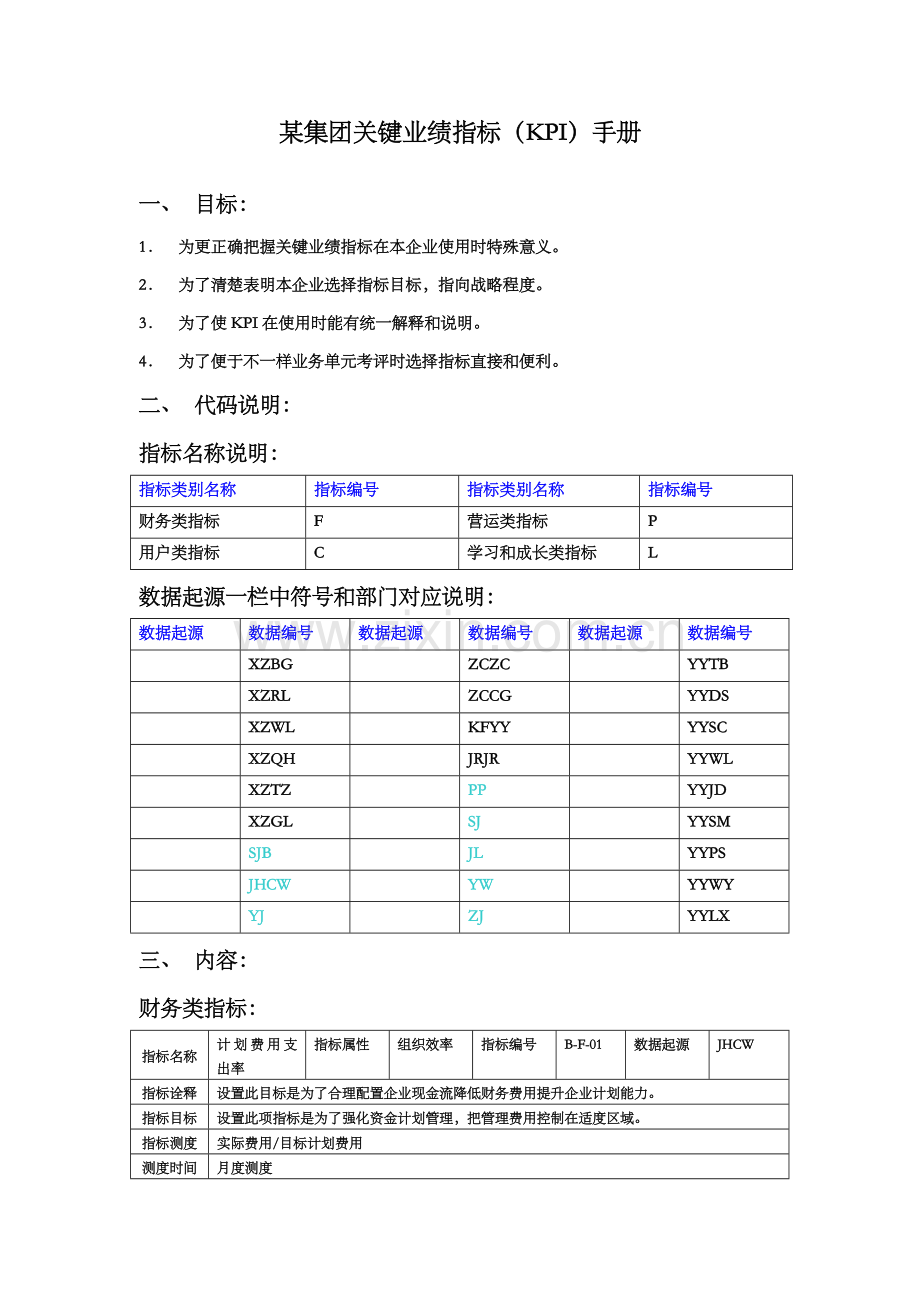 新编集团关键业绩指标KPI手册模板.doc_第1页