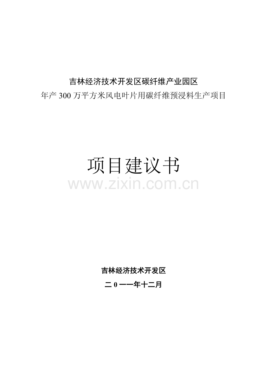 年产300万平方米风电叶片用碳纤维预浸料生产项目建议书.doc_第1页