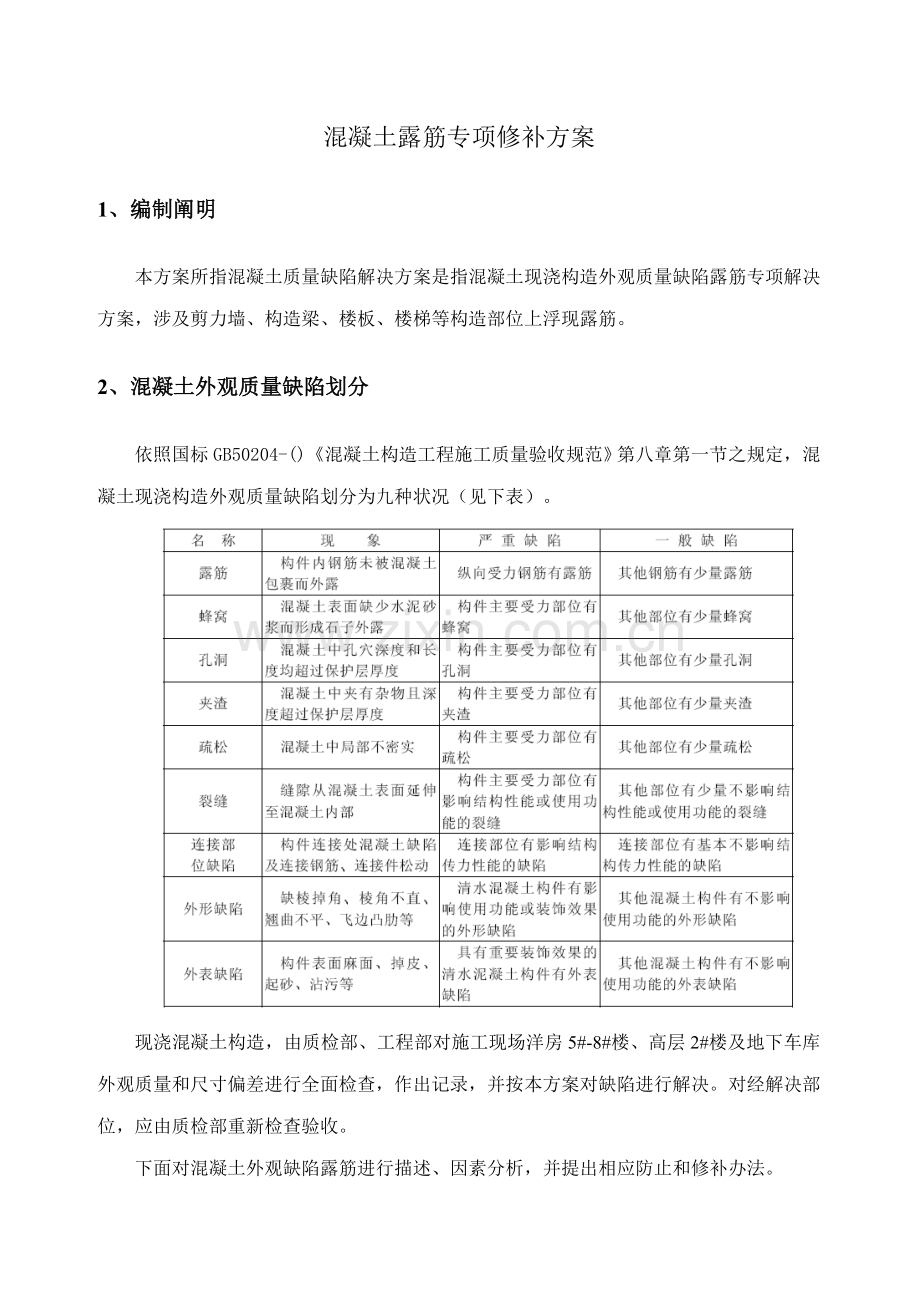 混凝土结构露筋专项修补专项方案.doc_第3页