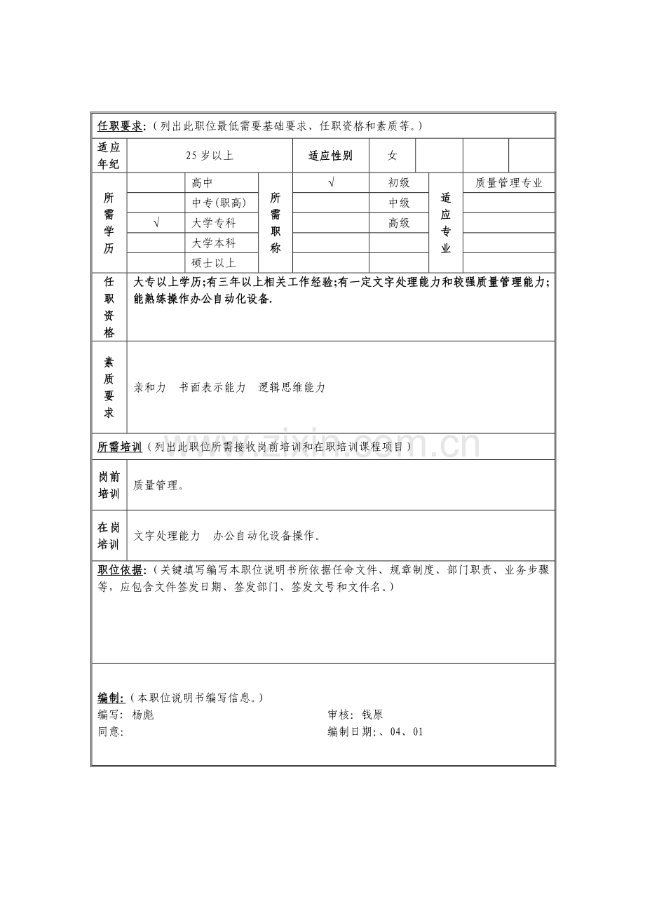 综合部质量管理岗位职责样本.doc_第2页