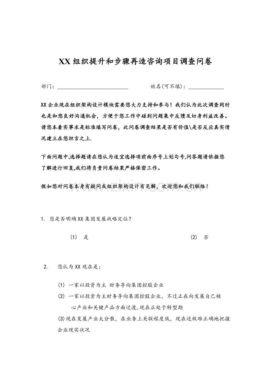 组织提升与流程再造项目调查报告样本.doc_第1页