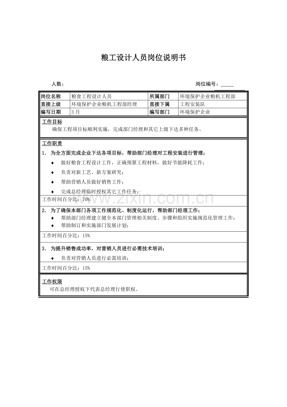 粮食工程设计人员岗位职责样本.doc_第1页