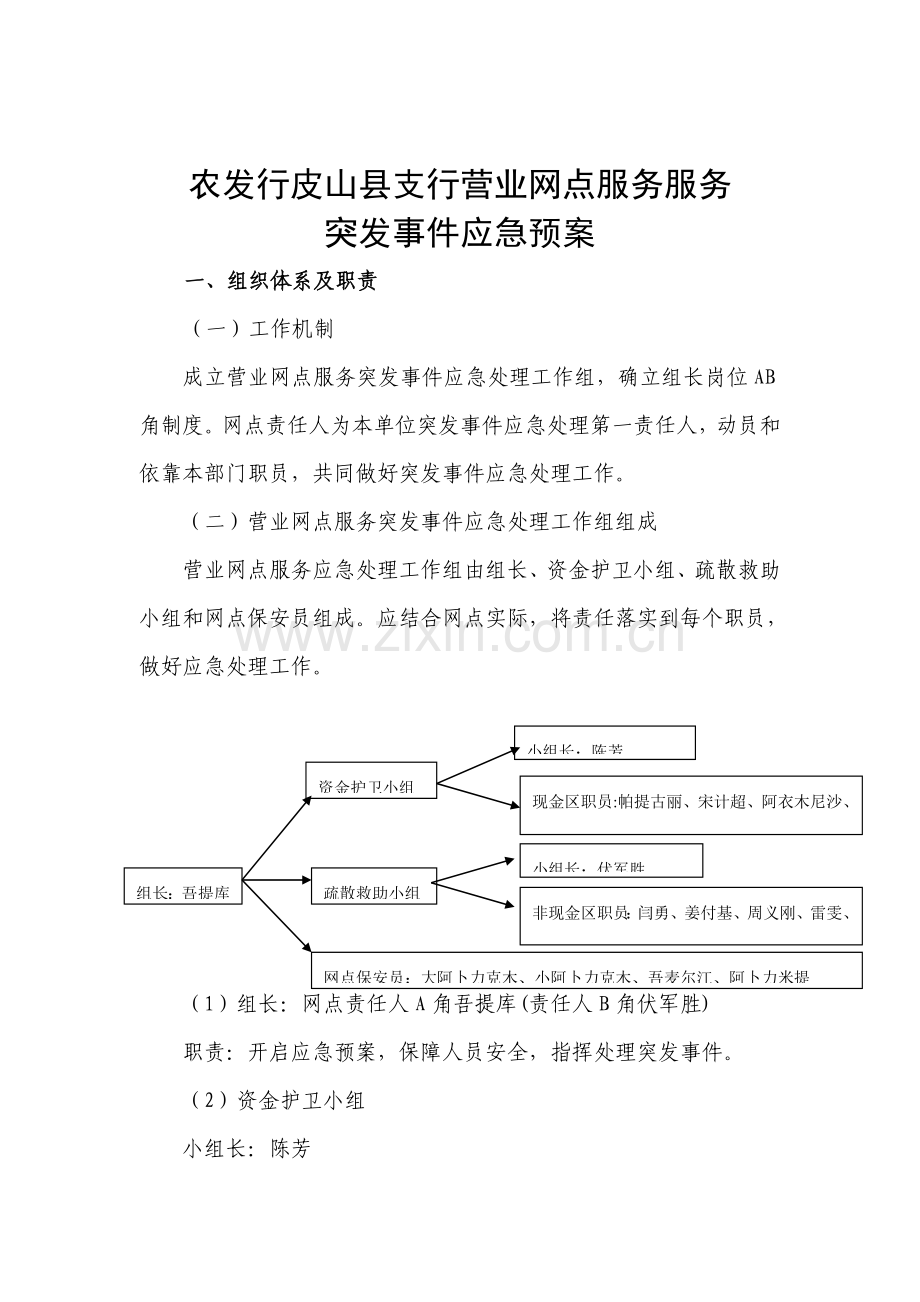 营业网点服务突发事件应急预案样本.doc_第1页