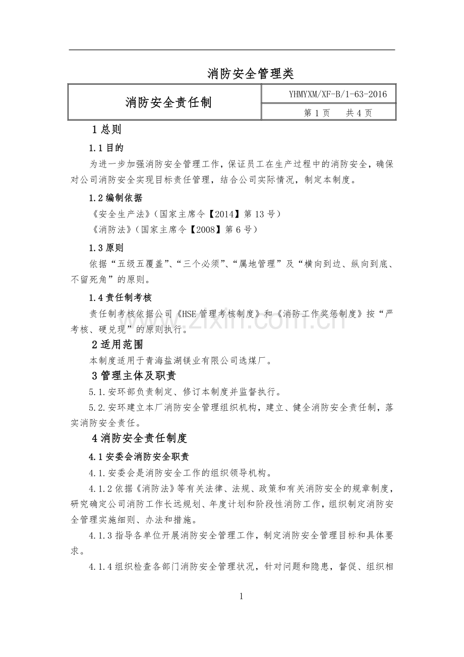 镁业有限公司选煤厂消防安全管理制度全套.doc_第1页