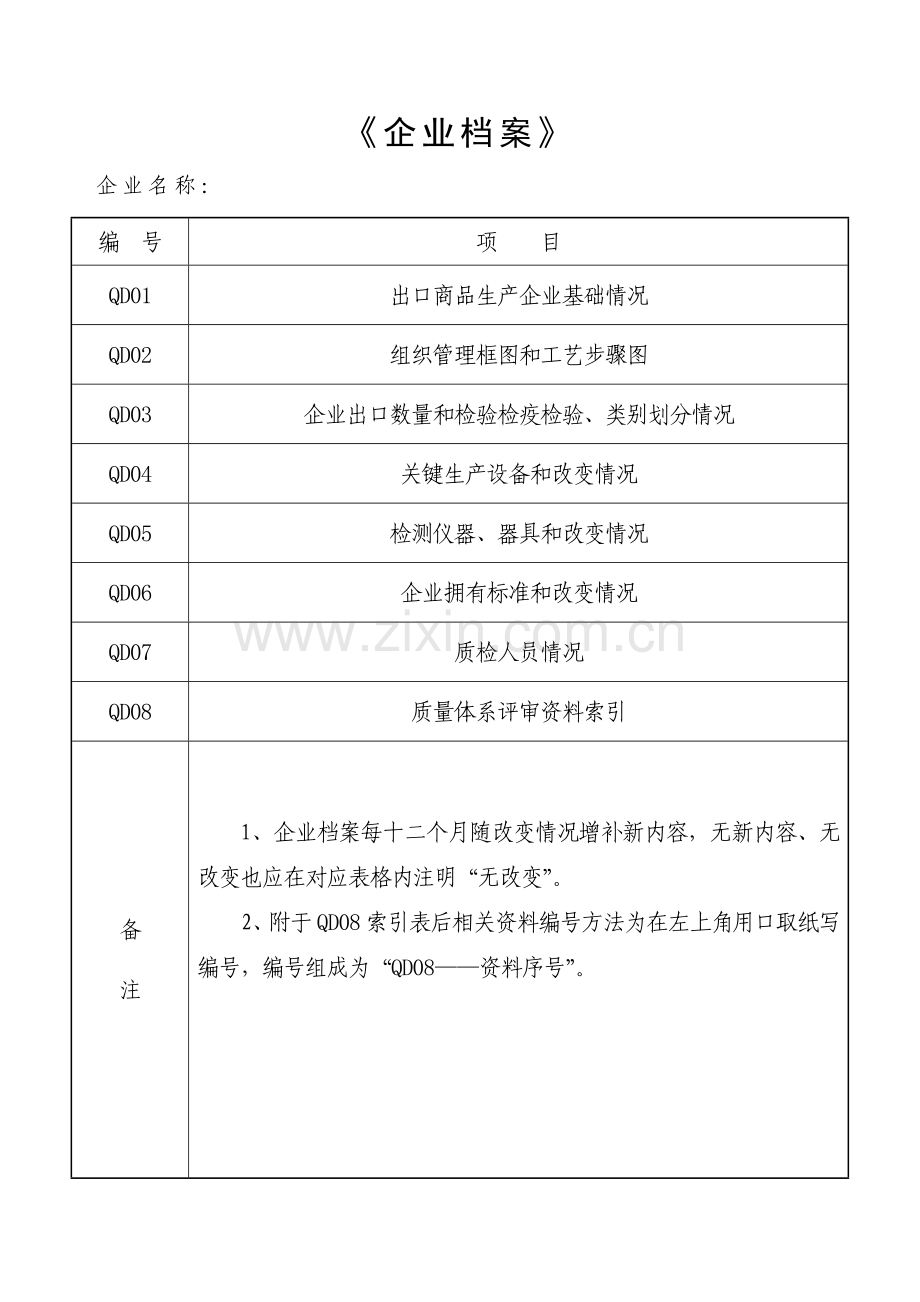 青岛工艺品有限公司企业档案模板.doc_第1页