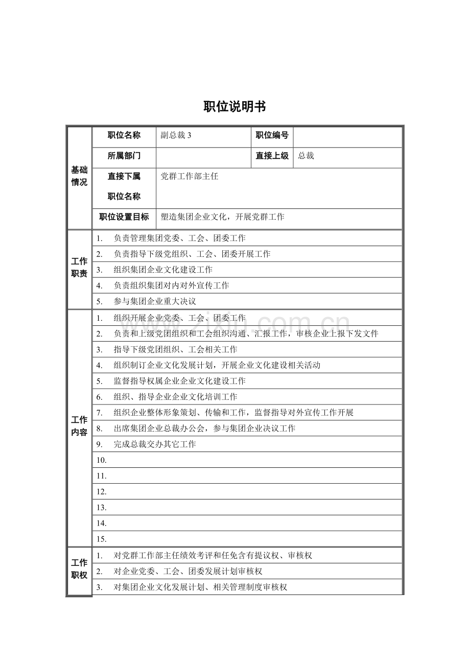 集团副总裁职位说明书样本.doc_第1页