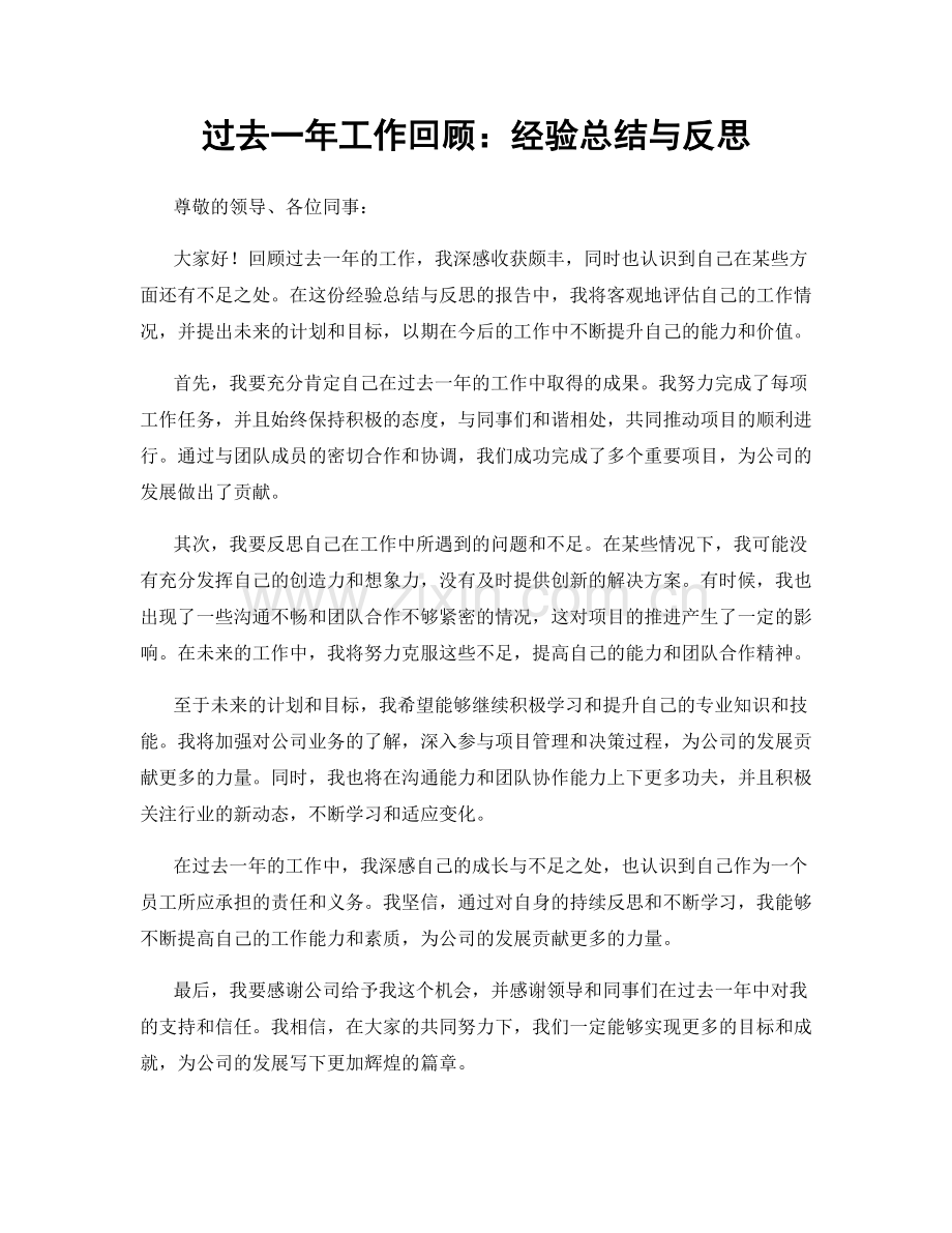 过去一年工作回顾：经验总结与反思.docx_第1页