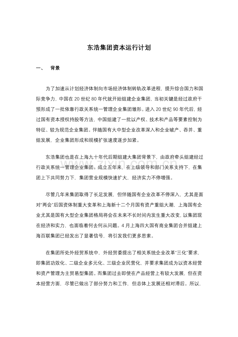 知名集团资本运营规划方案样本.doc_第1页