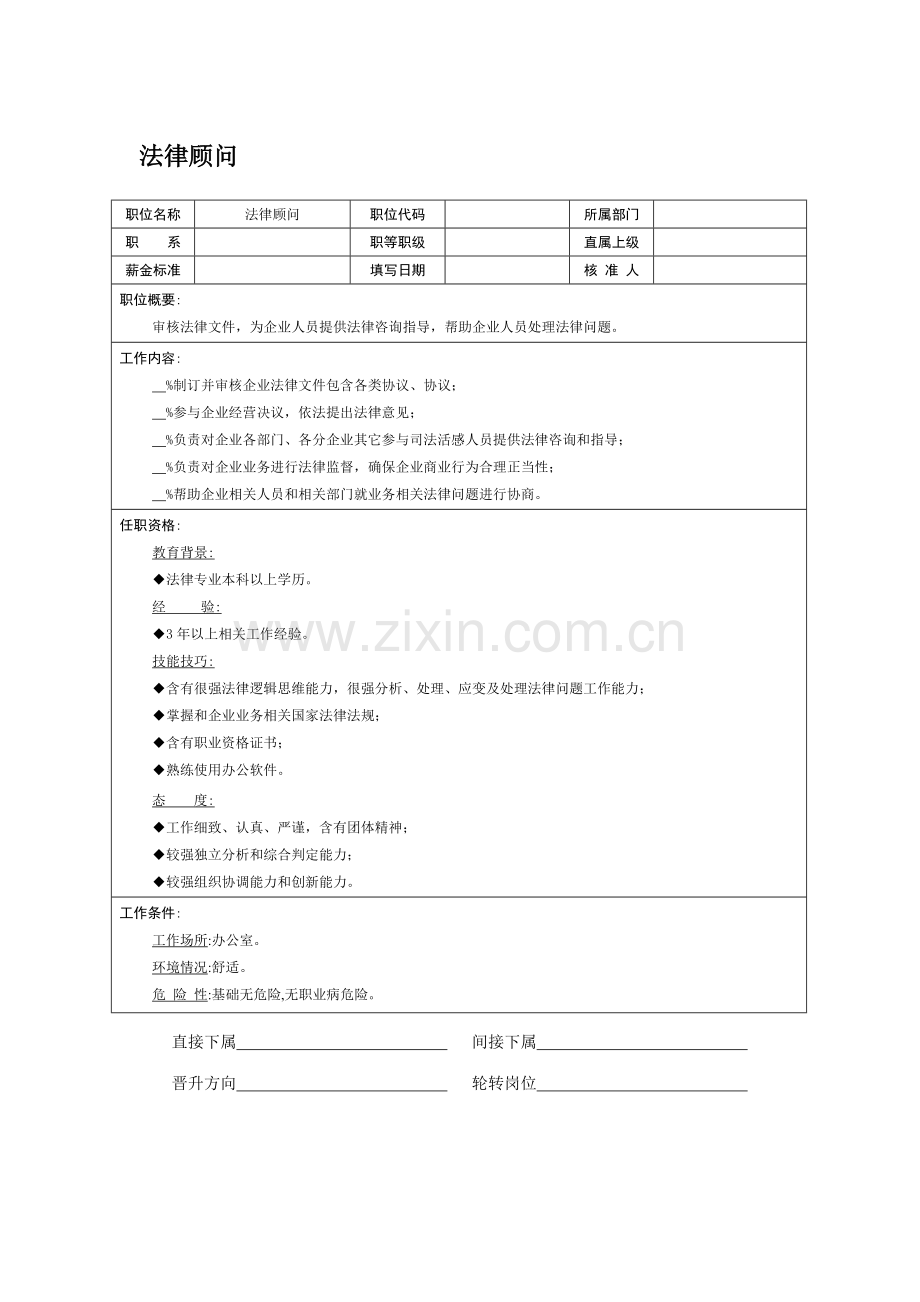 法律顾问岗位职责样本.doc_第1页