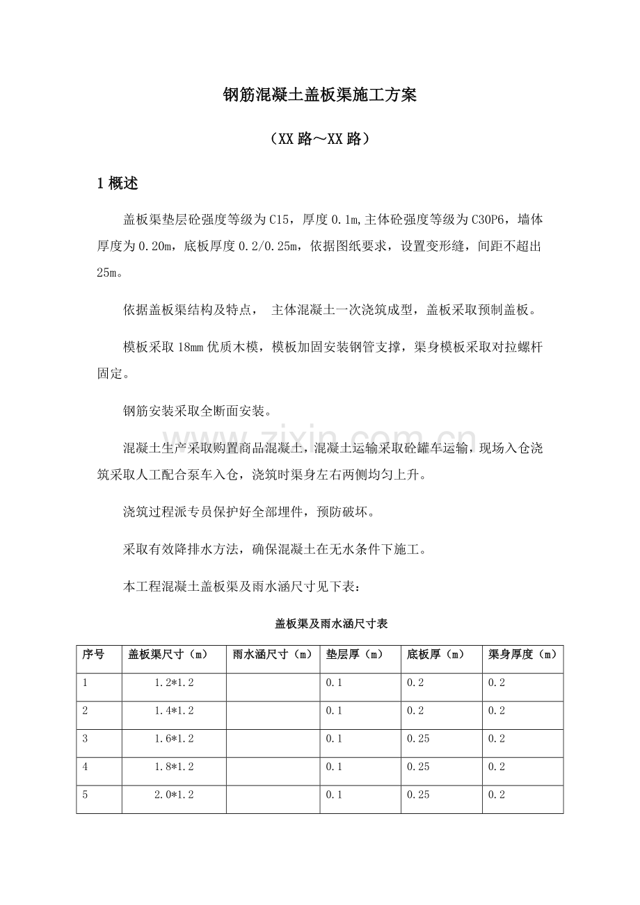 盖板渠综合标准施工专业方案.docx_第1页