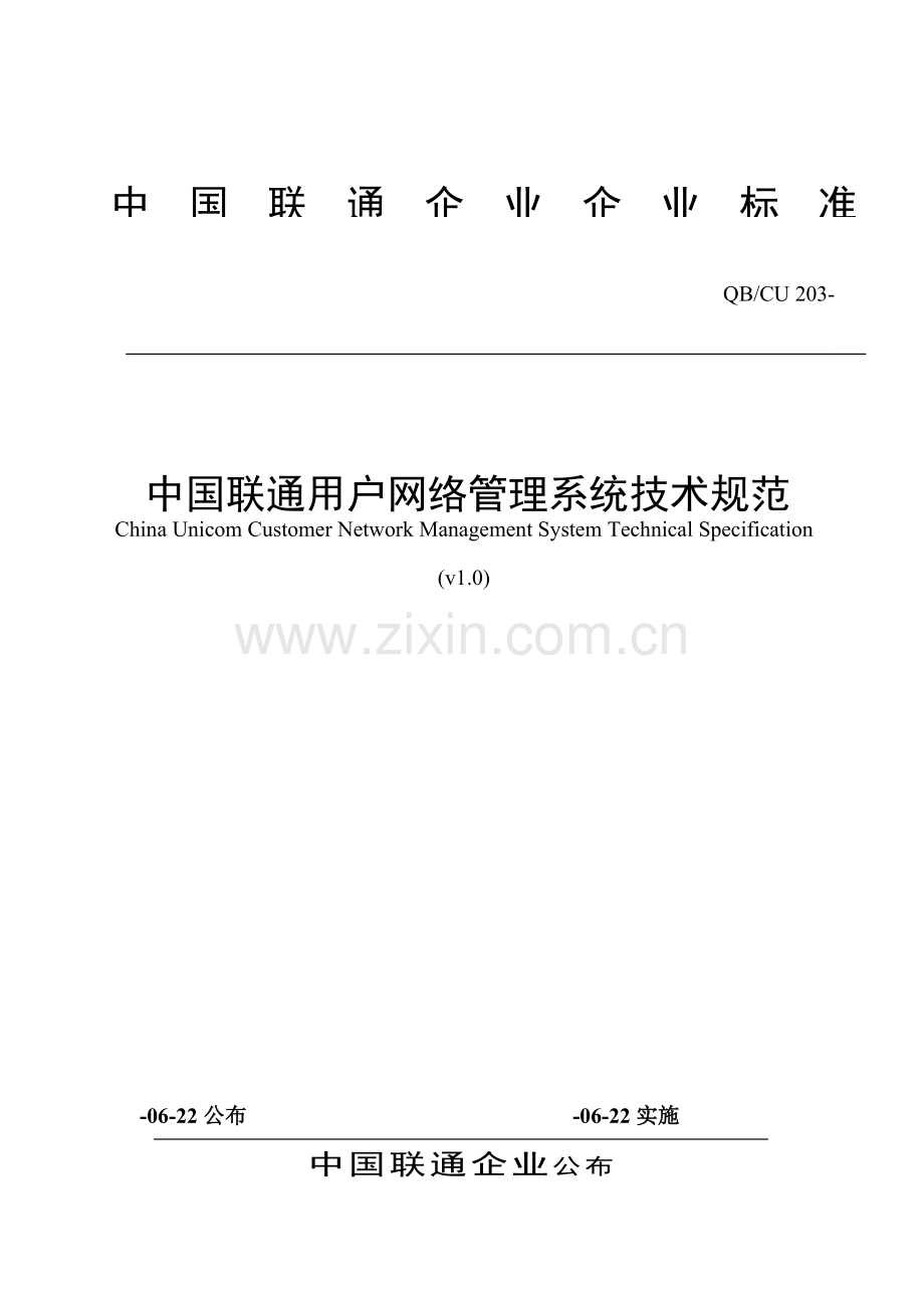 中国联通客户网管系统关键技术标准规范.doc_第1页