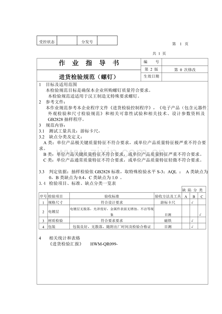 螺钉进货检验制度样本.doc_第1页