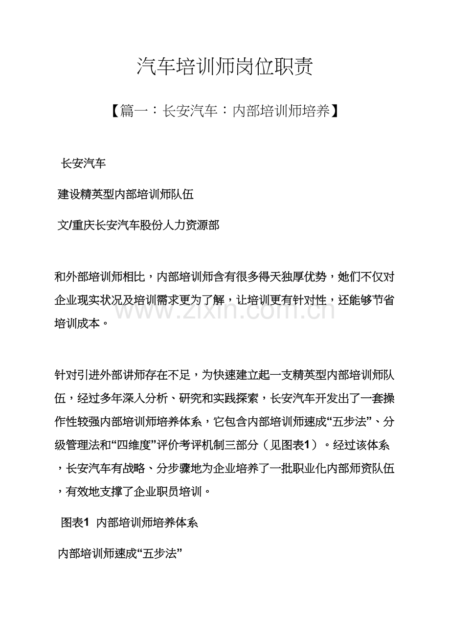 汽车培训师岗位职能职责.docx_第1页