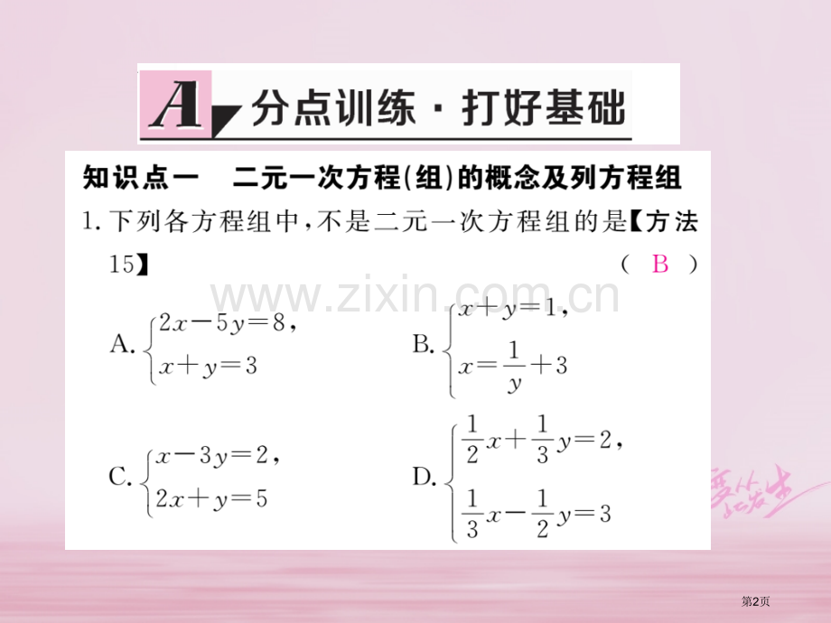 七年级数学下册第8章二元一次方程组8.1二元一次方程组练习市公开课一等奖百校联赛特等奖大赛微课金奖P.pptx_第2页