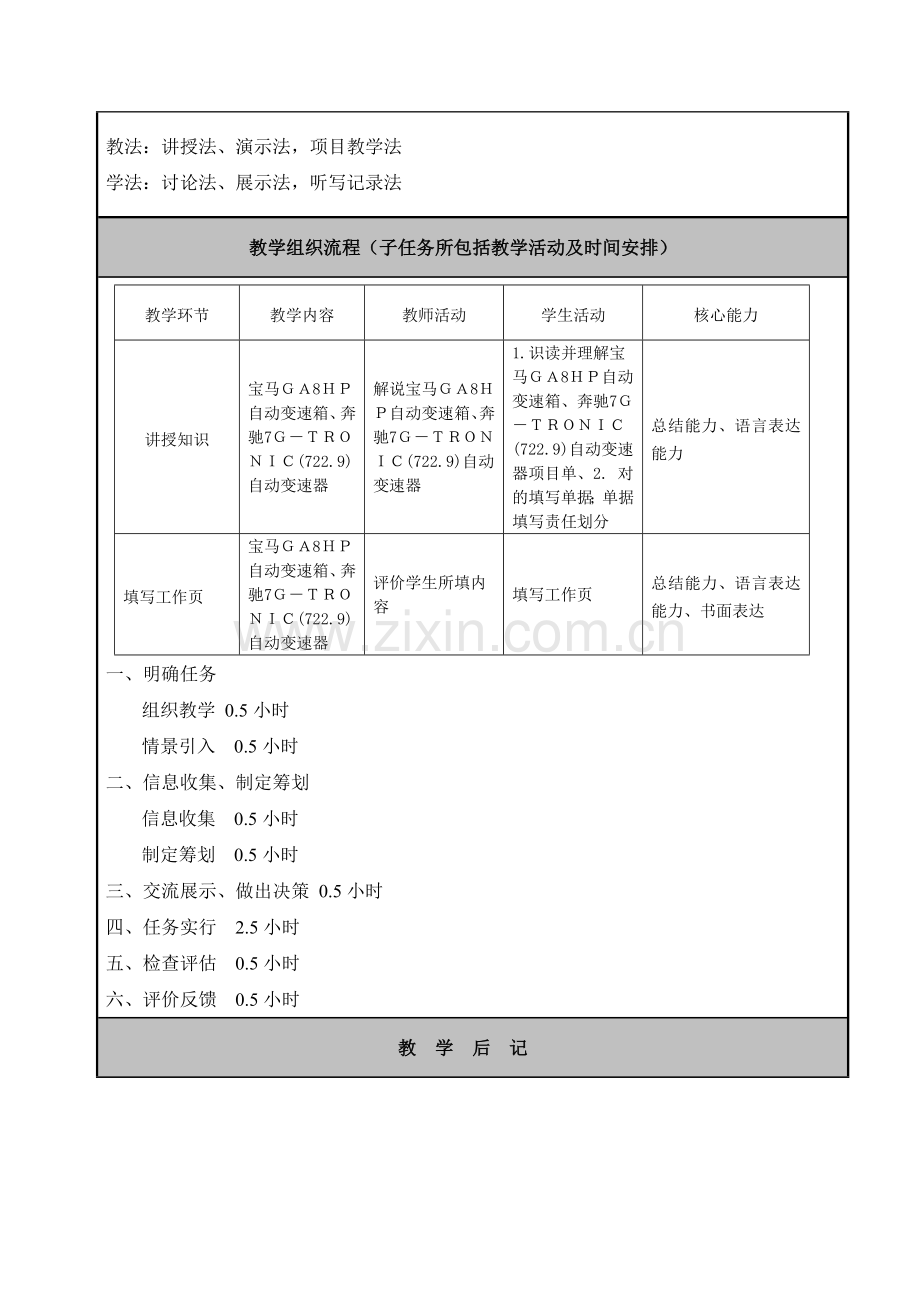 综合项目五任务一宝马自动变速箱奔驰自动变速器.doc_第2页