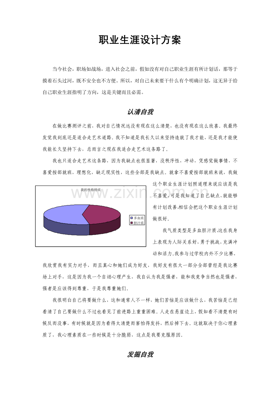 职业生涯设计方案模板样本.doc_第1页